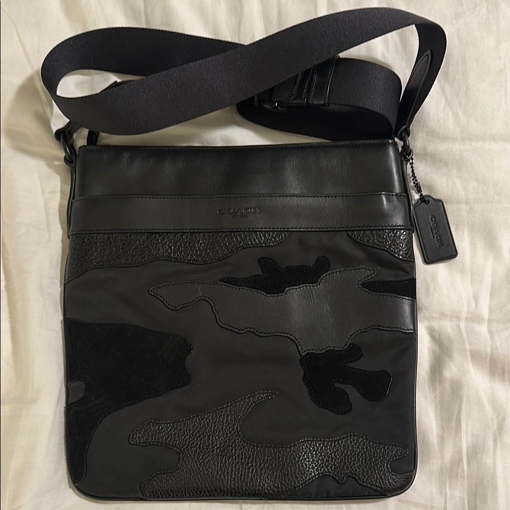 Coach Black Messenger Bag with Camouflage Design